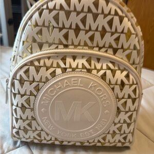 Michael Kors Cream and Gold Logo Backpack